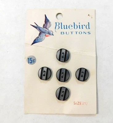 Juego de 5 botones Bluebird diseño negro gris talla 20,5 pulgadas vintage Foto 1 de 3