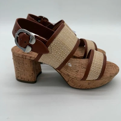 Sandalias gruesas de plataforma de cuero corcho rafia arena confort cámara aerosoles nuevas con etiquetas 6 Foto 1 de 4