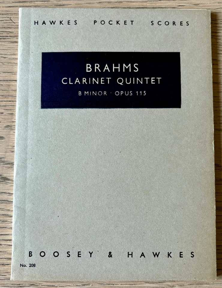 BRAHMS CLARINET QUINTET POCKET SCORE SHEET MUSIC BOOK (1941) +ANALYSIS SHEET - Image 1 of 4