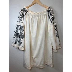 Velzera Boho Tunic Top Women’s Size XL Beige Off The Shoulder - Picture 1 of 5