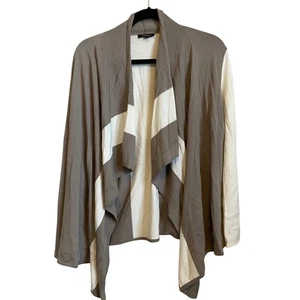 Lafayette 148 New York Women's Cardigan Size Medium Gray White Waterfall Drape - Picture 1 of 6