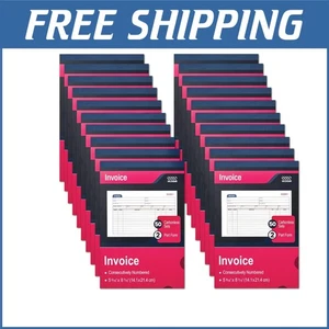 Compact 20 Pack Invoice Books with Wraparound Divider & Customizable Header - Picture 1 of 8
