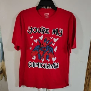 Men's Marvel Valentine's Day Deadpool You're My Chimichanga Red Graphic T-Shirt - Picture 1 of 5
