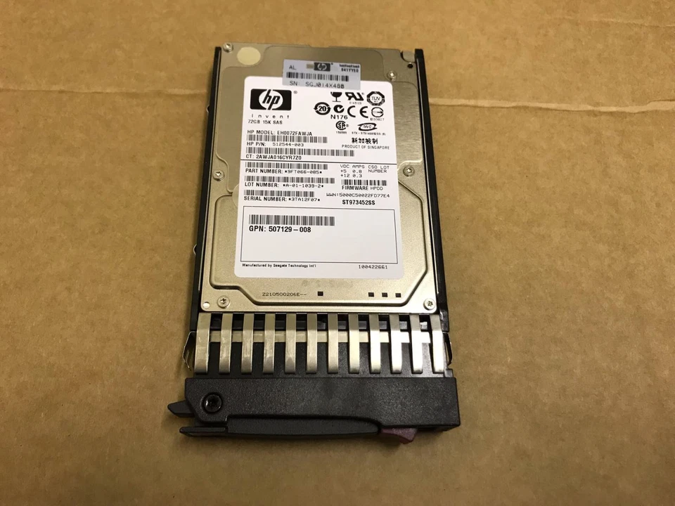 HP 512743-001 EH0072FAWJA 512544-003 50129-008 72GB DP 15K SAS 2.5" Hard Drive - Image 1 of 1