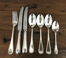 Sheffield England BEAD Silverplate Spoons Fork Knives 7 pc  VGC