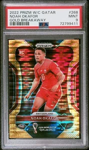 Noah Okafor 2022 Prizm FIFA World Cup Rookie RC Breakaway Gold /10 PSA 9 - Picture 1 of 2
