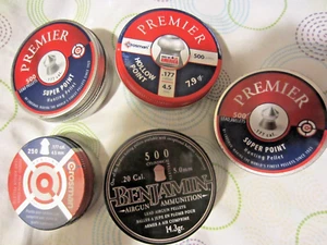 VTG/5-DIFFERENT-ADVERTISING- BRANDS & PELLET EMPTY TIN CONTAINERS - Bild 1 von 11
