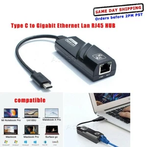 Type C USB 3.1 Gigabit RJ45 Ethernet Lan Network Cable Adapter Hub for PC Tablet - Picture 1 of 1