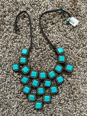 Collar babero vintage tejido turquesa Anthropologie con etiquetas nuevo con etiquetas Foto 1 de 4