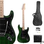 Glarry Beginner Green Electric Guitar Kit with Amp & Accessories