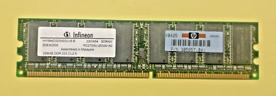 Infineon 256MB DDR SDRAM Module PC2700 (333MHz CL2.5) – HYS64D32300GU-6-B - Image 1 of 2