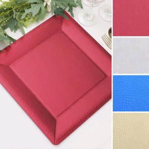 13" Square Disposable Paper CHARGER PLATES Leather Like Design Party Supplies - Picture 1 of 50