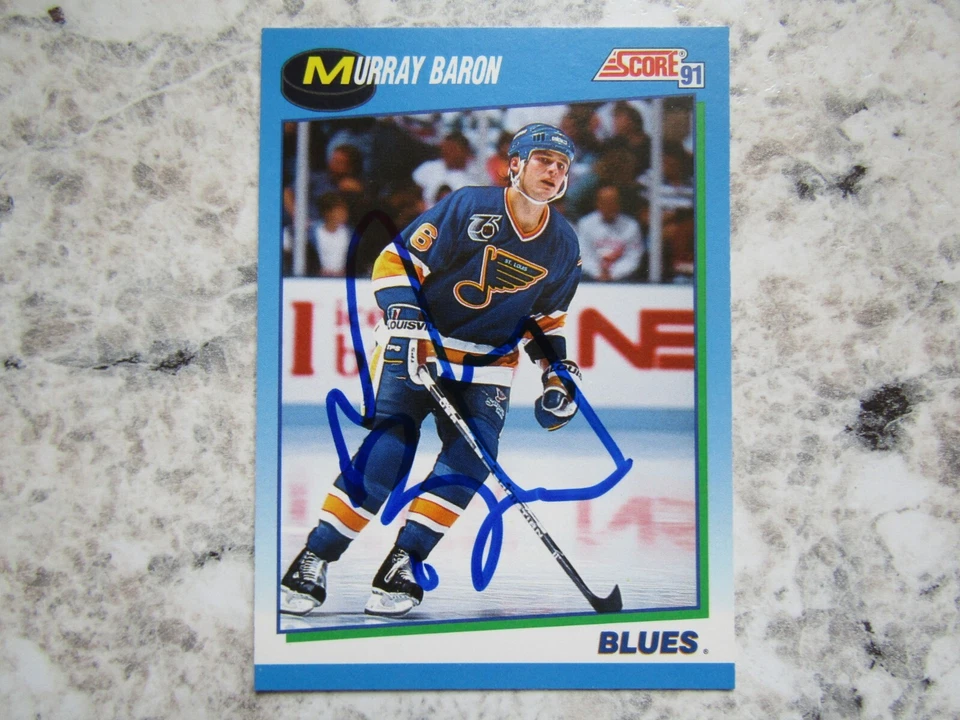 St. Louis Blues Murray Baron Signed Autographed 1991-92 Score Mint - Image 1 of 1