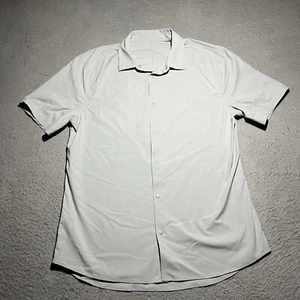Lululemon Shirt Mens Medium Gray Snap Button Up Stretch Short Sleeve Lightweight - Picture 1 of 8