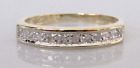 Gold Diamond Ring - Vintage 9ct Gold Diamond 10 Stone Band Ring Size Q 1/2