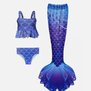 Girls Tankini and Mermaid Tail New Select Your SIze Blue New Swim Wear Cosplay - Picture 1 of 5