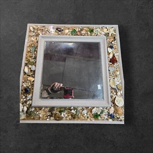 Handmade Mirror With Beach glass And Shells From The OBX Of Nc - Picture 1 of 6