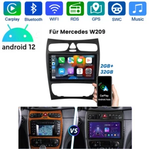 For Mercedes Benz C/CLK Class W209 9inch Car Stereo Radio GPS Navi Carplay 2+32G - Picture 1 of 13