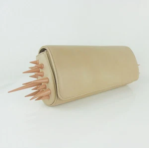 authentic CHRISTIAN LOUBOUTIN Marquise Spike Clutch in Nude leather - Picture 1 of 10