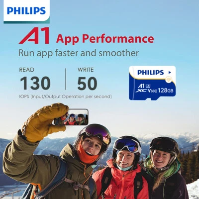 PHILIPS 128GB Micro SD Card SDXC Up to 130MB/s High Speed Memory Card C10 U3 V30 - Image 1 of 4