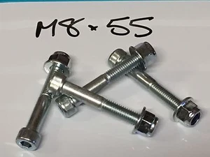 Grasstrack Speedway. Handlebar Clamp Bolt Set. M8 x 55mm Plated Cap Heads + Nuts - Picture 1 of 1