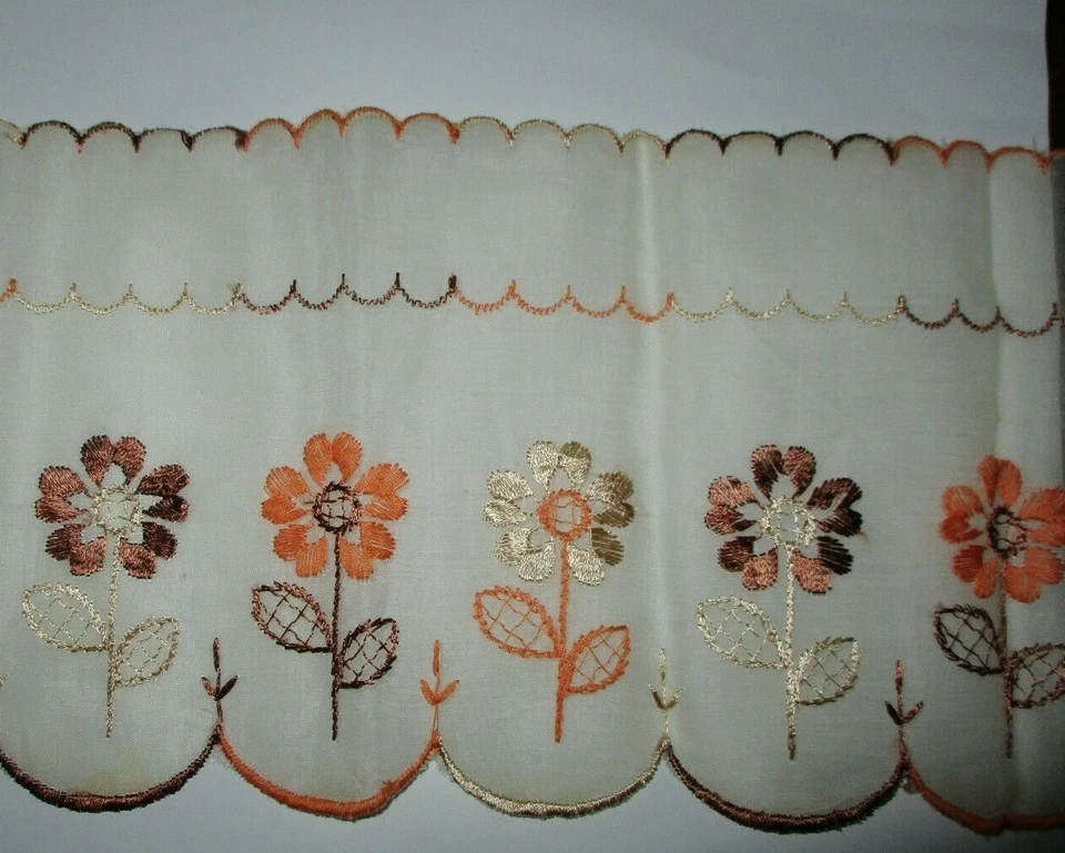 Encaje de organza floral bordado vintage de 6 1/2 pulgadas de ancho ~ stock nuevo/antiguo Foto 1 de 1