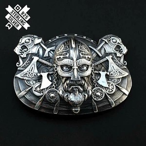 Wikinger Sterlingsilber Gürtelschnalle, Wikingerkrieger 925 Sterlingsilber Schnalle; - Bild 1 von 22