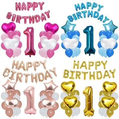 Globos de Feliz Cumpleaños Banderín Autoinflable Decoración Letras Globo Foto 1 de 4