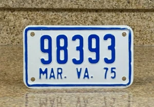 1975 Virginia Motorcycle License Plate Tag # 98393 UNISSUED EXPIRED 3 yrs. - Picture 1 of 4