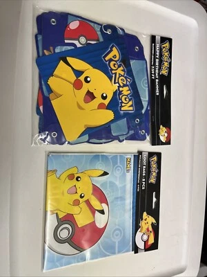 Pokemon Banner Feliz Cumpleaños Y 1 Pack De 8 Piezas Bolsas De Botín Selladas Nuevas Foto 1 de 4