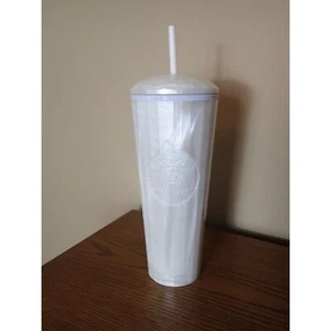 Starbucks Pearl Opalescent White Plastic Tumbler Becher Venti 24 Oz 2022 - Bild 1 von 4