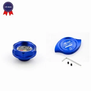 Blue Mugen Power Oil Radiator Cap +Water Cap Cover Fuel Filler Tank for Honda - Picture 1 of 10