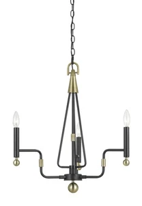 Cal Lighting 24-Inch Metal Chandelier with 3 Candelabra Lights and Elegant Chain - Picture 1 of 5
