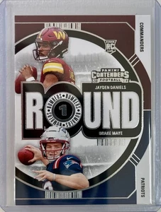 2024 Panini Contenders- Jayden Daniels, Drake Maye Round 1 #1 Dual RC QB Duo NFL - Bild 1 von 2