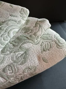 Matelasse Coverlet Sham Set Full Sage Green Floral Cotton Blend Portugal 82x90 - Picture 1 of 23