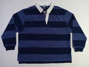 Lands End Rugby Pullover Top Blue Stripe White Collar Size XXL (20) - Picture 1 of 14