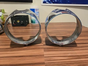 Vintage Pair Headlamp Ring Bezels Model Unknown Sold As Is - Picture 1 of 11
