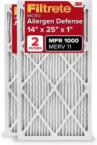 Filtrete 14x25x1 AC Furnace Air Filter, MERV 11, MPR 1000, 2 Pack (838) - Picture 1 of 6