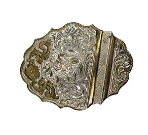 Crumrine Belt Buckle - Heavy Silver Plate On Jewelers Bronze - Reno NV USA - Picture 1 of 7