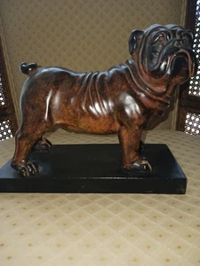 Vintage Bulldog Statue Dark Red Resin Sculpture Impressive 9" x 7" x 5" - Picture 1 of 4
