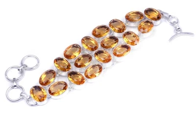 Браслет ручной работы с камнем-талисманом граненый цитрин топаз 7 D783 - Изображение 1 из 4