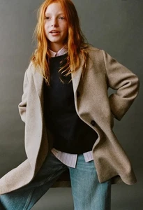 Abrigo Chaqueta Zara Niños Textura Fieltro Café Marrón Talla 9-10 - Imagen 1 de 6