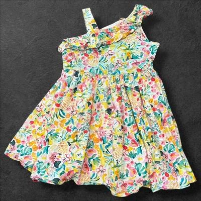 Vestido Florence Eiseman Floral Algodón Talla 5 Un Hombro Volantes Primavera Verano Foto 1 de 4