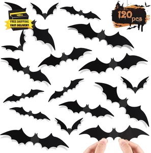 120 Piezas Murciélagos Decoración de Pared Decoraciones de Halloween, Pegatinas 3D de Murciélagos para Decoración del Hogar 4 - Imagen 1 de 8