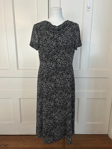 Vtg. Talbots Polka Dot Midi Sheath Dress Womens Size 12P Black White Classic - Picture 1 of 9