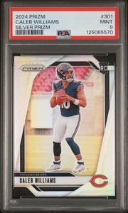 CALEB WILLIAMS 2024 PRIZM SILVER ROOKIE RC #301 PSA 9 MINT! CHICAGO BEARS USC! - Picture 1 of 2