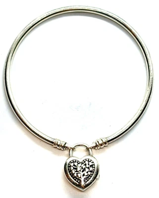 PANDORA Tree of Love Padlock Heart Padlock Brarcet Bangle - 13.1 grams - Image 1 of 4