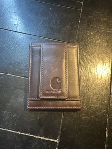 Cartera Carhartt Marrón Cuero Engrasado Bolsillo Frontal Clip para Dinero Doble Pliegue Cuero EIC - Imagen 1 de 6