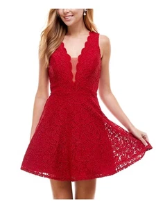 CITY STUDIO Womens Lined Sleeveless V Neck Mini Evening Fit + Flare Dress - Picture 1 of 3