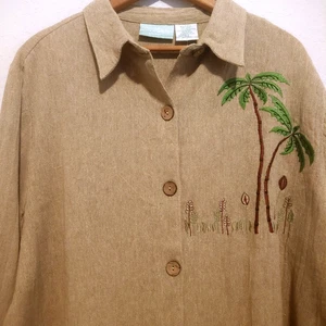 NWT Vintage Blair Top Linen /Cotton Blend Palm Trees Coastal Tropical Women X-LG - Picture 1 of 10